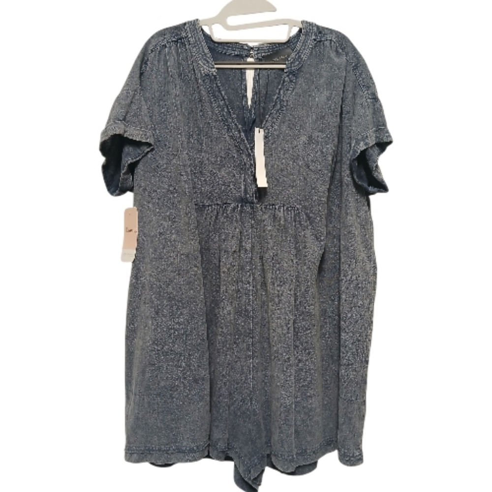 Hudson Gray Blue Cuff Sleeve Shorts Romper Size Large-NWT - Picture 3 of 7